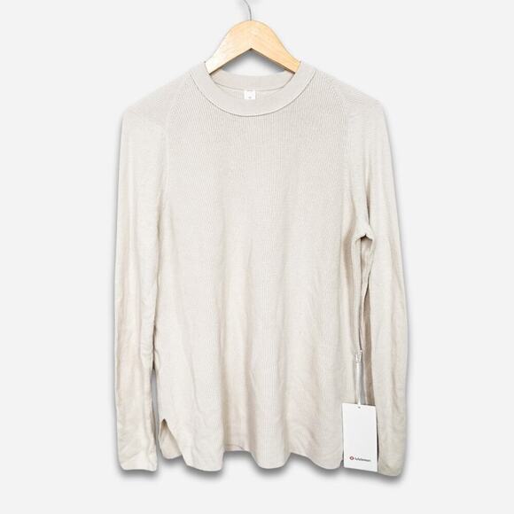 NWT Lululemon Take It All In Cotton Blend Crewneck Sweater beige WHTO Medium - Picture 1 of 9